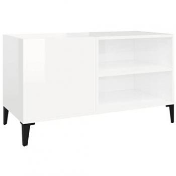 Mueble Discos Madera Contrachapada Blanco Brillo 84,5x38x48 cm