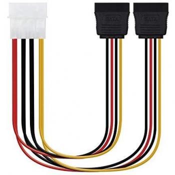 Cable de Alimentación SATA Nanocable XHD2 Molex a 2xSATA, 30cm, Negro
