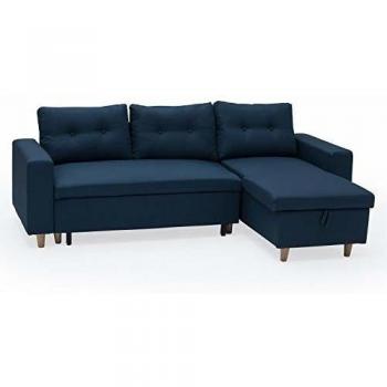 Sofá Cama Reversible Wade 3 Plazas Azul con Caja de Almacenamiento - Happy Garden
