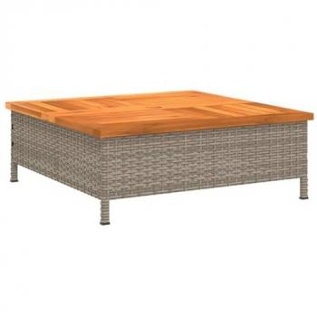 vidaXL Garden Table Grey 70x70x25 cm Rattan and Acacia Wood