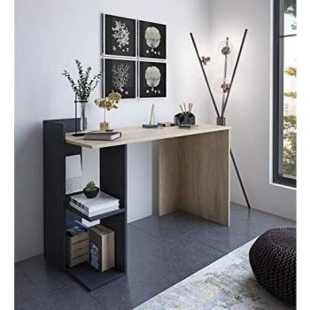 Home Heavenly® - Escritorio Tokio, Mesa Escritorio Minimalista. Mesa de Oficina Moderna Industrial. Mueble multifunción 2 en 1 con estantería. Fabricación Europea.