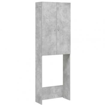 Armario de Lavadora Gris Hormigón 64x25,5x190 cm, Mueble de Lavadora, Estantería de Lavadora, Estantería de Baño, Armario de Lavandería