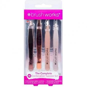 Brushworks Brushworks Hd 4 Piece Combination Tweezer Set - Gold