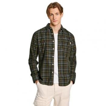 Camisa de pana regular fit para hombre Pepe Jeans Max con estampado de cuadros en color verde
