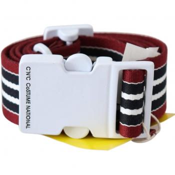 Costume National Black Red Stripe White Logo Buckle Waist Belt - 110 cm / 44 Inches