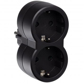 Legrand 50511 Adaptador Enchufe, Doble, Frontal, Negro