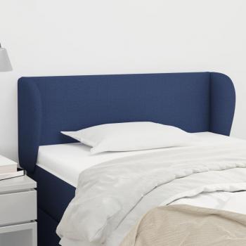 Cabecero Tapizado de Tela Azul con Orejas 93x23x78/88 cm