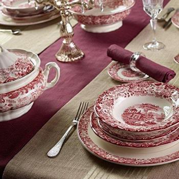 Supernova decoracion vajilla 56 piezas mod aurora 202 rosa porcelana fondo blanco con dibujos en rosa