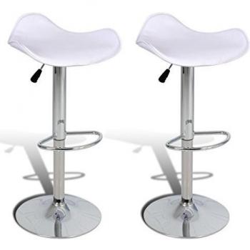vidaXL Taburete de cocina bar, 2 unidades blancas con bordes curvados