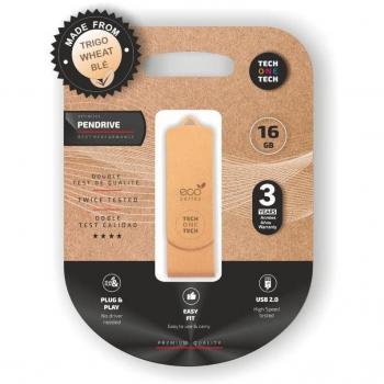 Tech One Tech Ecotech USB 2.0 Pendrive Biodegradable de Paja de Trigo 16GB