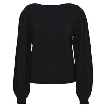 Jersey de manga larga para mujer Ichi Ihvirelle, con mangas abullonadas y puños acanalados, corte regular, color negro