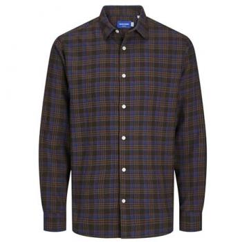 Camisa de cuadros de franela Jack & Jones Joshua, corte regular, color marrón oscuro, talla XL