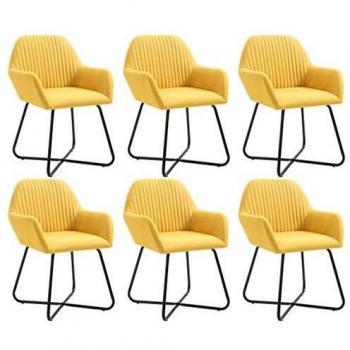 Yellow Fabric Dining Chairs Set of 6
