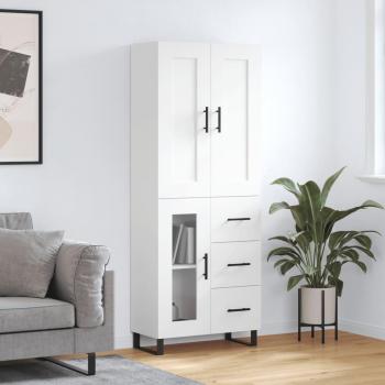 Aparador alto de madera contrachapada blanco 69,5x34x180 cm