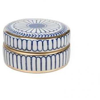 Caja Decorativa Romimex Azul Blanco Porcelana 15 x 7 x 15 cm