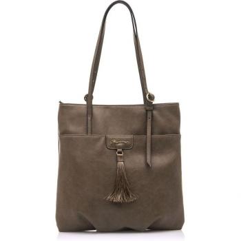 Mariamare Bolso Fula para Mujer, Color Marrón con Cierre de Cremallera y Detalle de Pompón