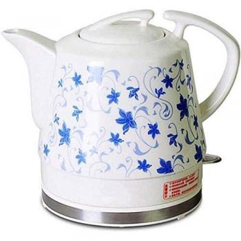 ZHANGYY Hervidor eléctrico de cerámica inalámbrico Blanco, Jarra de té Retro de 1,2 l, 1200 w de Agua rápida para té, café, Sopa, Base extraíble de Avena, protección para hervir en seco, h