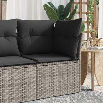 Gray Poly Rattan Corner Garden Sofa with Cushions