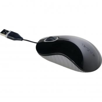 Targus Ratón óptico con cable retráctil – Ratón de ordenador de 1000 dpi con precisión óptima – Ratón para portátil ergonómico para diestros y zurdos – Negro, AMU76EU