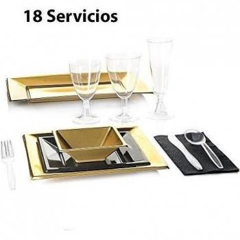 Vajilla desechable de Navidad para 18 personas dorada de plástico Christmas