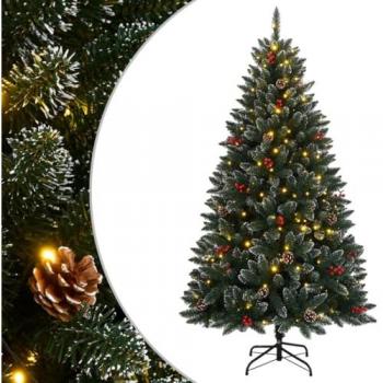 Árbol de Navidad artificial vidaXL con 300 LEDs, altura de 240 cm, diseño alegre, árbol navideño falso