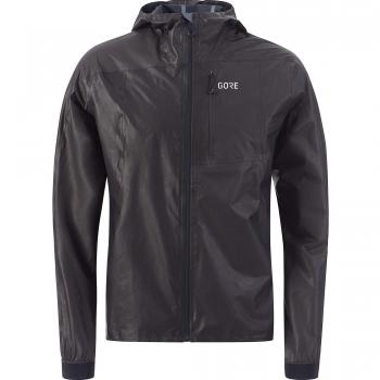 GORE Wear, Hombre, Chaqueta impermeable con capucha para correr, GORE R7 GORE-TEX SHAKEDRY Hooded Jacket, Talla: L, Color: Negro, 100095
