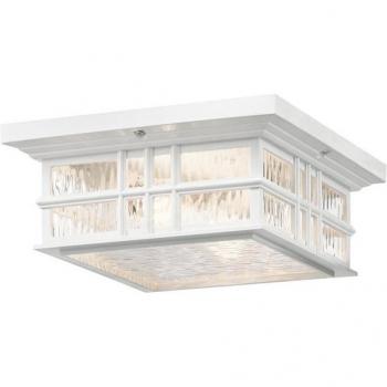 Plafón de jardín Beacon Square blanco 13,2 cm, montaje empotrado, IP44, E27