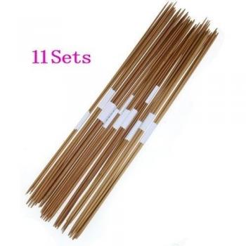 11 X 35 Cm 4pcs 2.0-5.0mm Ganchillo Ganchos Agujas De Tejer Doble Punta De Bambú