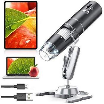 Microscopio Digital WiFi,YINAMA Cámara de Microscopio de Zoom de 50x-1000x, Mini Microscopio Portátil, 8 Luces LED, 1080P 2MP, Compatible con Android, iPad, PC, Mac, Windows