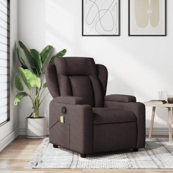 Sillón de masaje reclinable de tela marrón oscuro Vidaxl Marrón