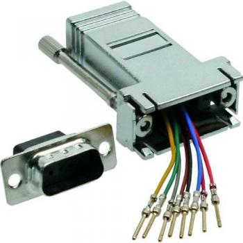 Adaptador InLine® Sub D 9 Polos a RJ45, Metalizado, Cable de Red Gris