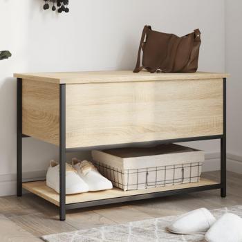 Banco de almacenamiento de madera ingeniería roble Sonoma 70x42,5x47 cm Marrón