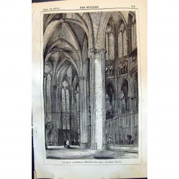 Siglo XIII Antiguo 1874 del Coro de Bélgica de la Catedral de Tournay de la Impresión
