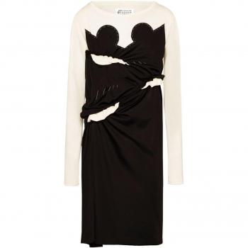 Maison Margiela Women's Cotton Blend Midi Dress in Black Cream | Size 40 | S51DD0013S23008967