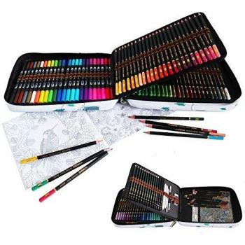 24 Rotuladores Doble Punta Acuarelables y 96 lápices de colores Conjunto de Dibujo,rotuladores punta fina y Lápices Bosquejo Material Set,Incluye Herramientas de dibujo y capacidad grande Caja lápiz