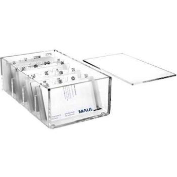 Caja para tarjetas de visita MAUL de acrílico transparente, incluye índice A-Z, capacidad para 400 tarjetas