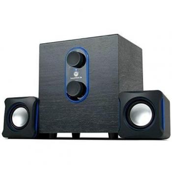 GOgroove SonaVERSE LBr 2.1 Altavoces para computadora con subwoofer - Sistema de altavoces para PC alimentado por USB con entrada de audio AUX de 3,5 mm, perillas de control de audio, 11 W RMS