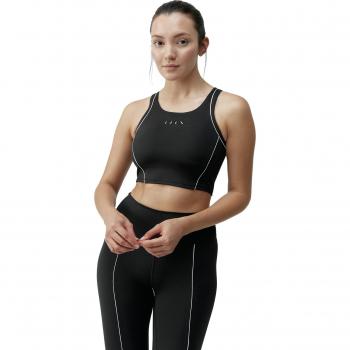 Top Deportivo de Mujer Born Living Yoga Indra Negro/Blanco - Soporte Medio-Alto - Talla XL