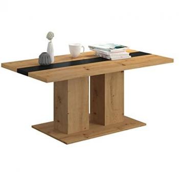 Mesa de café Tucson 147, Aglomerado Laminado, Negro y Roble Artisan, 110 x 60 x 53 cm, Diseño Angular