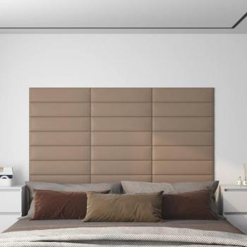 Paneles de pared 12 uds cuero sintético capuchino 60x15 cm 1,08 m²