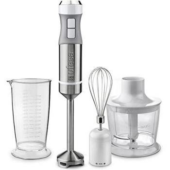 Ufesa BP4582 Vario 1000 Max Batidora de Mano, Potencia 1000 W, 20 Velocidades + Turbo, Cuerpo y 2 Cuchillas de Acero Inoxidable, Diseño Ergonómico y Anti Salpicaduras, Accesorios Incluidos, Sin BPA