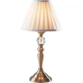 Sobremesa Beau Latón Blanco Antiguo 1 Bombilla 40cm con Pantalla, Dar Lighting - Beau Touch Sobremesa Latón Envejecido