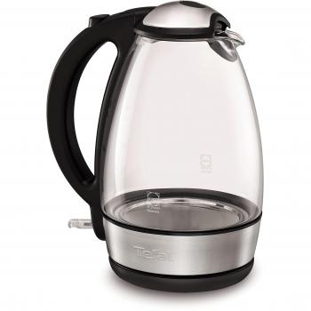 Tefal Glass Vision KI7208, Hervidor de eléctrico 1.7 l con visión 360º y restencia oculta para un calentamiento más rápido con filtro anti-impurezas e interruptor on-off, cristal 100 % reciclable