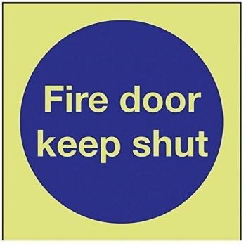 vsafety 18001 ae-g señal obligatoria,Fire Door Keep Shut, plástico, cuadrado, 80 mm x 80 mm), color azul