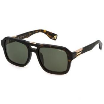 Police Spln65 Shiny Dark Havana Green Sunglasses - CAT3, Unisex, 55mm Size