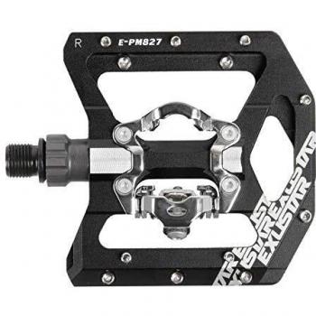 Pedales Exustar EPM827 MTB 9/16 Plateado y Negro con sistema de clic