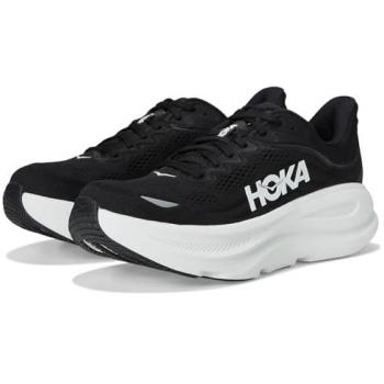 HOKA Men's Bondi 9 Black/White Road Running Shoes, Size 9.5