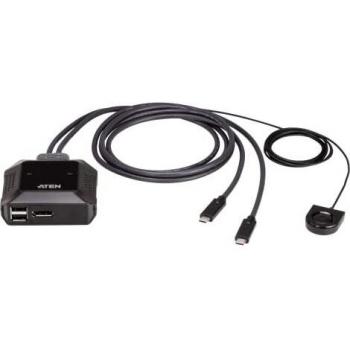 ATEN US3312 KVM Switch USB-C de 2 Puertos con soporte para 4K DisplayPort y 5 puertos USB