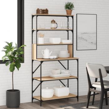Estante de cocina 6 estantes Sonoma Oak 90x40x180cm multicapa, madera de ingeniería en color marrón