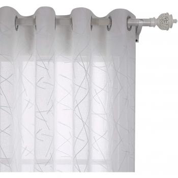 Deconovo Cortinas Visillos para Hogar Habitación Cortinas Translúcidas de Visillo 2 Piezas 140 x 175 cm Hilos Blanco